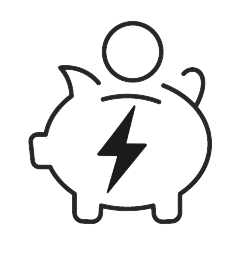 Sparschwein mit Elektrizitätssymbol